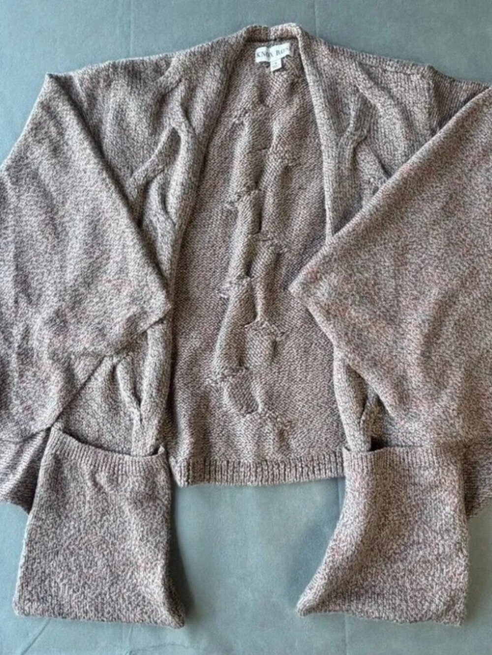 Knox Rose Cardigan Sweaters Women's Medium Beige Knit Pockets Front Open